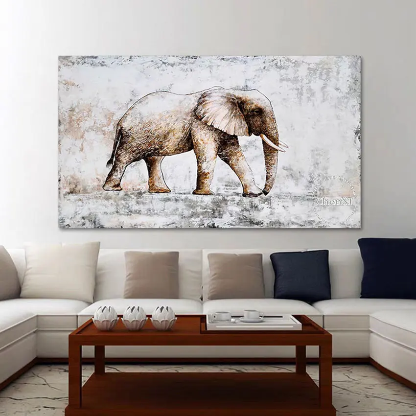 

Living Room Decor, Big Size Elephant Canvas Picture Art, Hand-painted Abstract Animal Oil Painting, Unframed Poster Wall Artwork