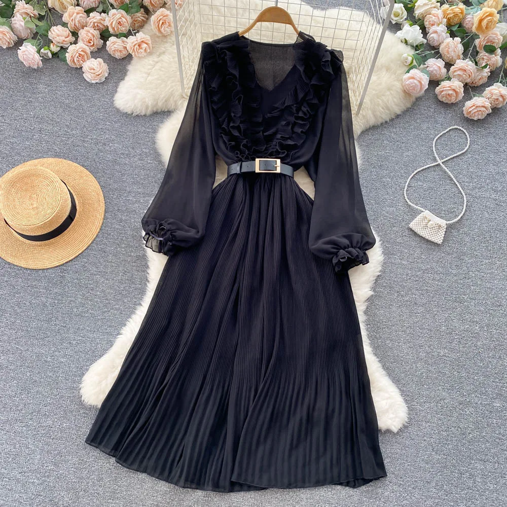 Korean Fashion Elegant Beautiful Ruffle Edge Temperament Dress Vestidos Summer Women's Long Sleeved Mid Length Skirt 2023 New
Korean Fashion Elegant Beautiful Ruffle Edge Temperament Dress Vestidos Summer Women's Long Sleeved Mid Length Skirt 2023 New