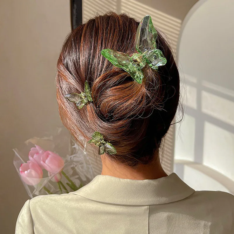 

7 Styles Colorful Half Transparent Butterfly Hair Claw Clip Charming Women Daily Party Travel Birthday Decorative Barrette