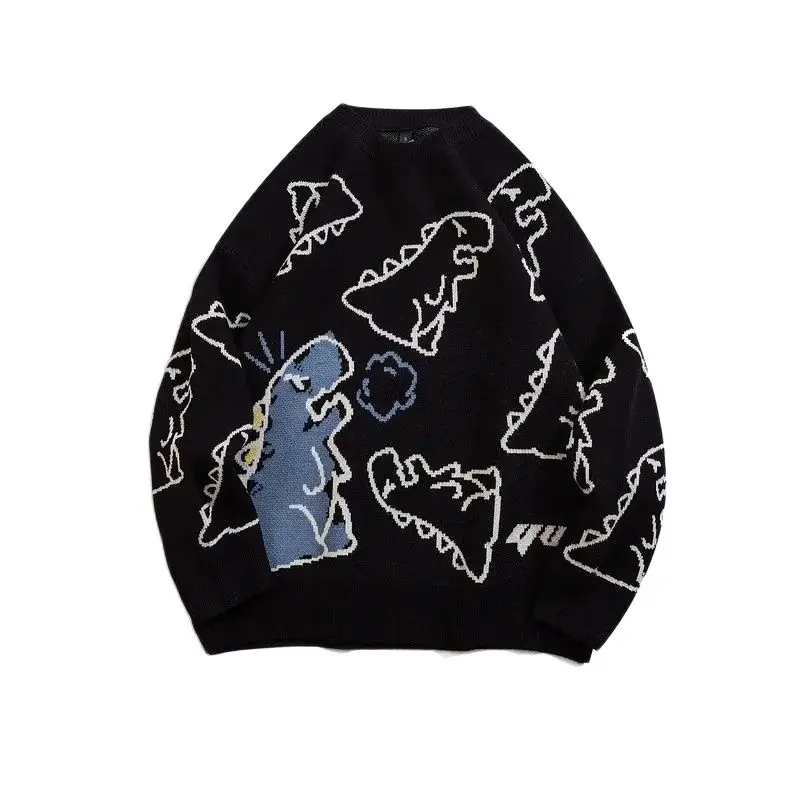 Korean Style Round Neck Sweater Men Trendy Autumn Winter New In Loose Versatile Dinosaur Cartoon Print Vintage Couple Knitwear
Korean Style Round Neck Sweater Men Trendy Autumn Winter New In Loose Versatile Dinosaur Cartoon Print Vintage Couple Knitwear