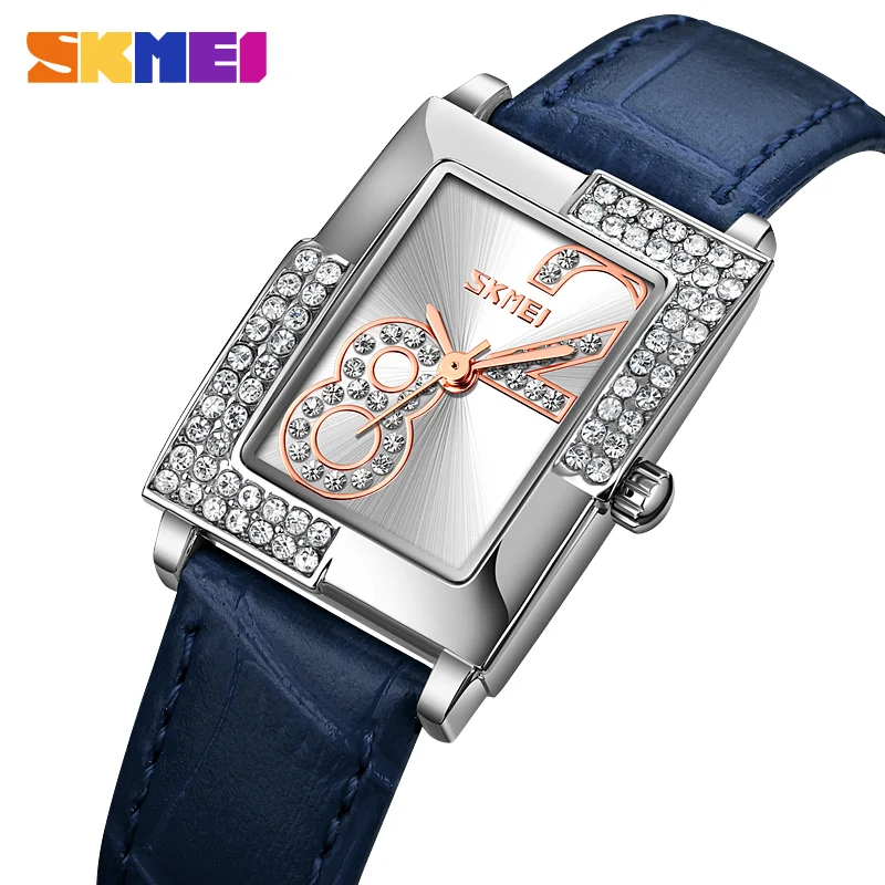 

Rectangular Watch for Women SKMEI Brand Simple Design Luxury Fashion Leather Band Ladies Watch Quartz Clock zegarek damski 9289