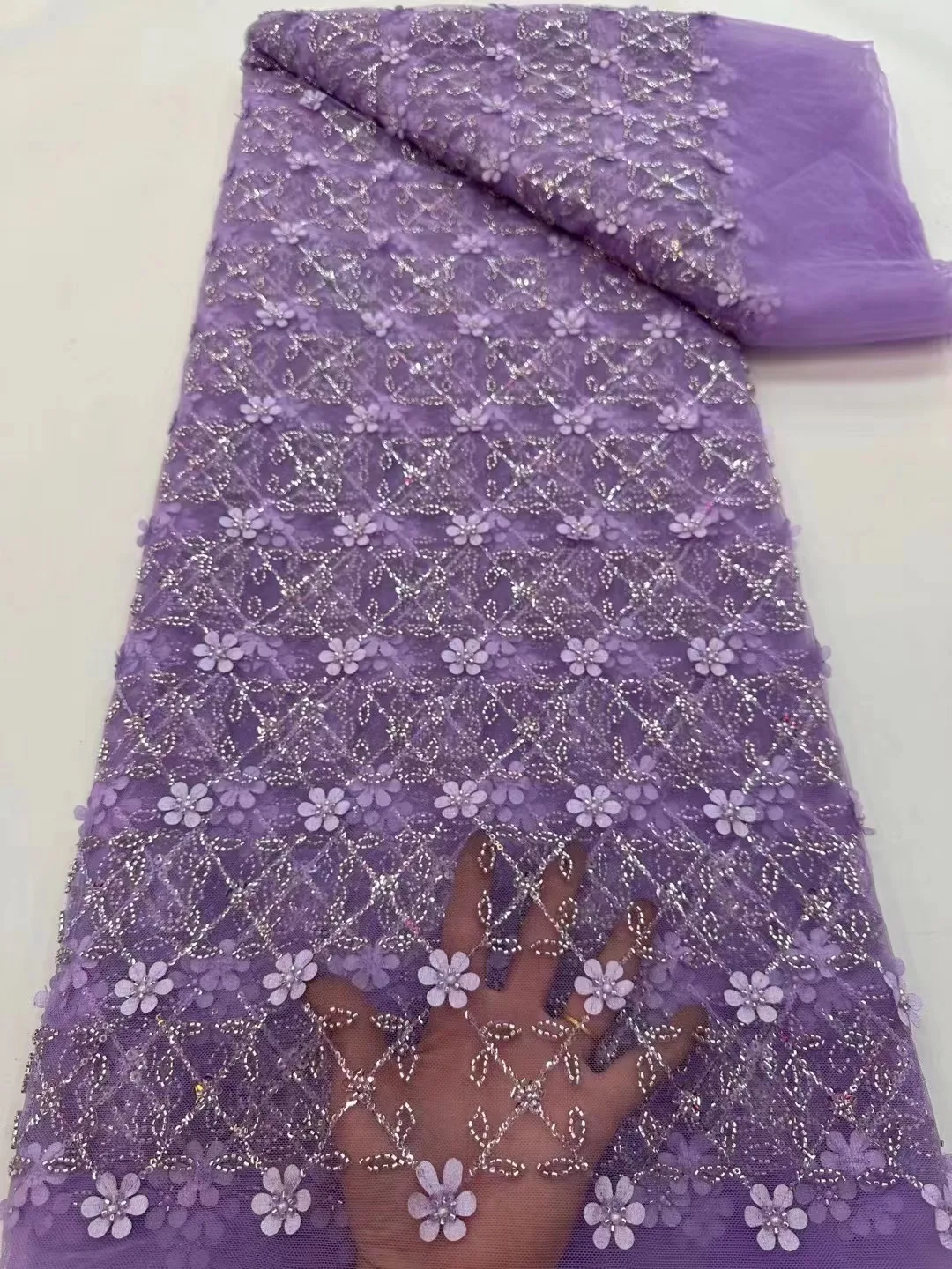Nigerian Heavy Beaded Lace Fabric Luxury Purple Dubai Tulle Embroidery Lace Fabric With Sequins For Evening Dress Bridal Fabrics
Nigerian Heavy Beaded Lace Fabric Luxury Purple Dubai Tulle Embroidery Lace Fabric With Sequins For Evening Dress Bridal Fabrics