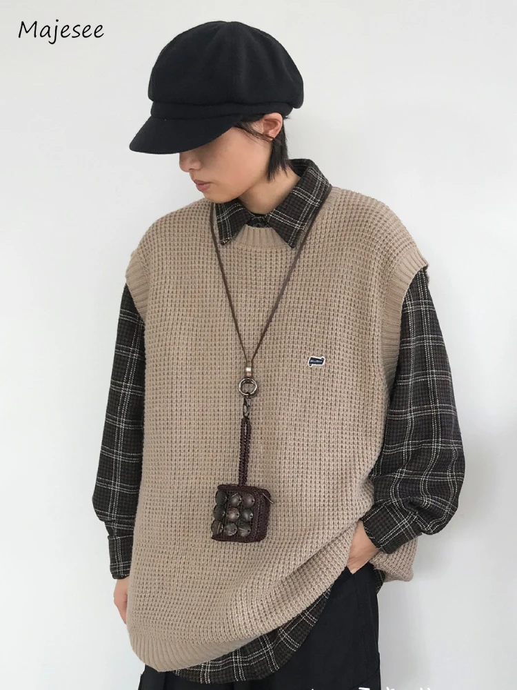 

Simple Sweater Vests Men O-neck Japanese Style Advanced Popular Classic Prairie Chic Spring Autumn Handsome Anti-polling Ins