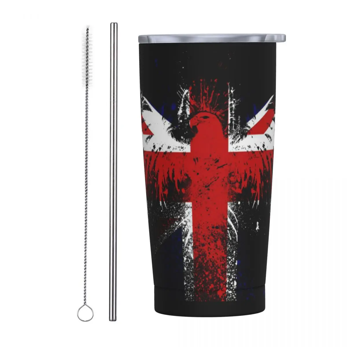 

Изолированный стакан с британским флагом и крышкой для соломинок, вакуумные дорожные кофейные кружки, автомобильная бутылочная кружка с двойными стенками, 20 унций
