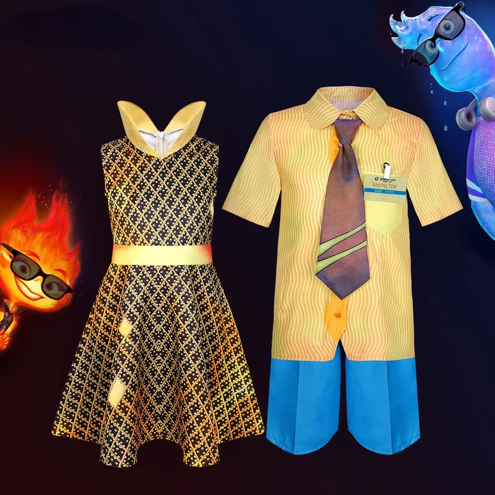 Disney Elemental Kids Cosplay Costume Amber Water Fire Elemental Suit Wade Girls Dress Boys T-shirt Shorts Halloween Gift
Disney Elemental Kids Cosplay Costume Amber Water Fire Elemental Suit Wade Girls Dress Boys T-shirt Shorts Halloween Gift