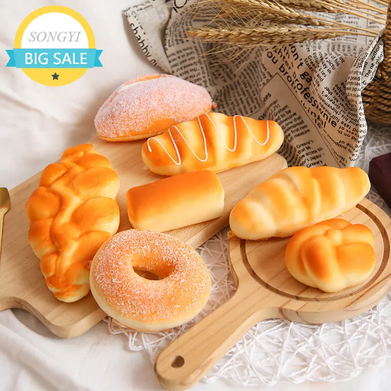 

Creative Decompression Toys PU Squishy Food Simulation Bread Toast Donuts Slow Rising Squeeze Stress Relief Toys Shooting Props