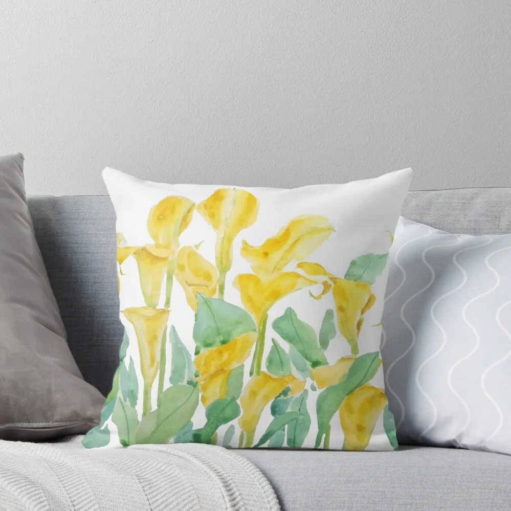 

yellow calla watercolor lily field Throw Pillow Sofa Cushion Cover pillowcases for sofa cushions Pillowcases Bed Cushions