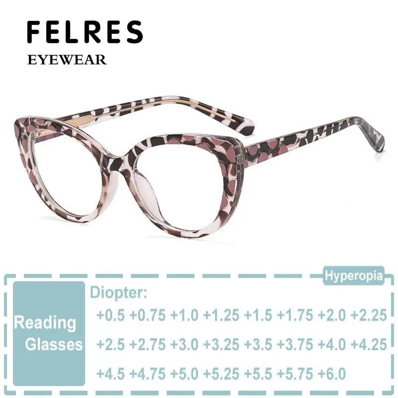 

Trendy Designer Leopard Cat Eye Reading Glasses Anti Blue Light Glasses Frames For Women Presbyopia Eyeglasses Optical Magnifier