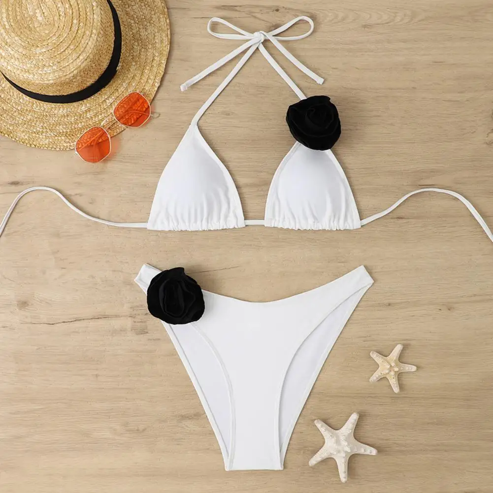 Flower Decor Swimsuit Lace-up Triangle Cup Swimsuit Off Shoulder Lace-up Halter Neck Bikini Set with Fake Flower Decor Soft
Flower Decor Swimsuit Lace-up Triangle Cup Swimsuit Off Shoulder Lace-up Halter Neck Bikini Set with Fake Flower Decor Soft