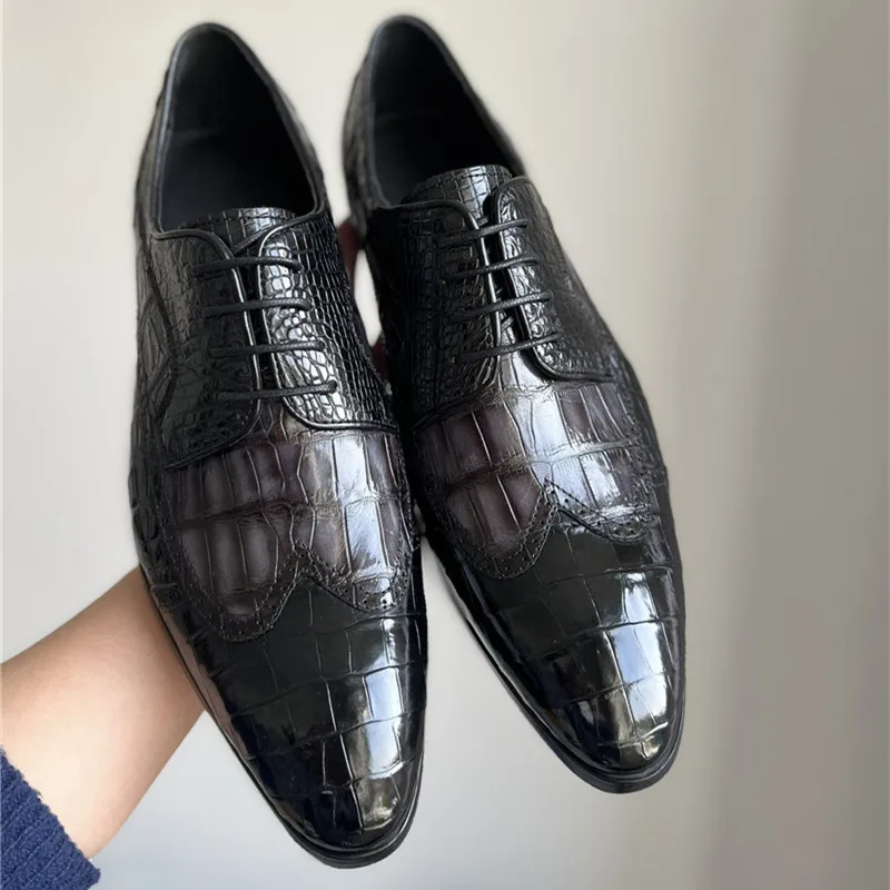 Authentic Crocodile Skin Hand Painted Men's Gray Dress Shoes Genuine Exotic Alligator Leather Male Lace-up Brogue Oxford Shoes
Authentic Crocodile Skin Hand Painted Men's Gray Dress Shoes Genuine Exotic Alligator Leather Male Lace-up Brogue Oxford Shoes