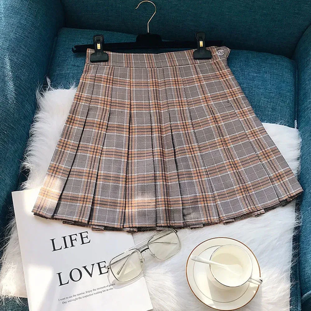 

Плиссированная Женская юбка в клетку, осенне-зимняя трапециевидная юбка с высокой талией, Женская Плотная юбка-Униформа JK, сексуальная короткая мини-юбка для девушек, 2023New