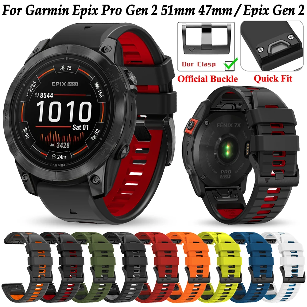 

For Garmin Epix Pro Gen 2 51mm 47mm Watch Strap 22mm 26mm Bracelet Fenix 7X 7 Pro 6X 6 Pro 5X 5 Plus Silicone Quickfit Watchband