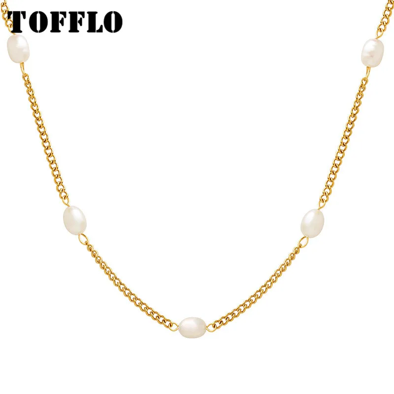 TOFFLO Stainless Steel Jewelry Flat Chain Freshwater Pearl Splice Chain Necklace Women's Fashion Collar Chain BSP1334 
TOFFLO Stainless Steel Jewelry Flat Chain Freshwater Pearl Splice Chain Necklace Women's Fashion Collar Chain BSP1334