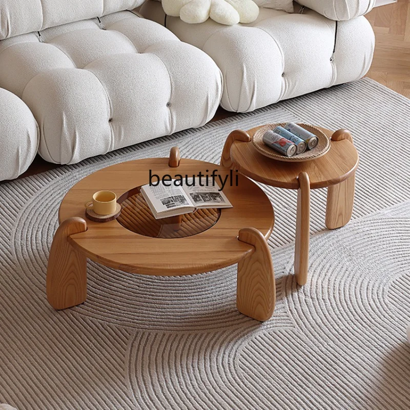 Cream Style Living Room Ash Wood Tea Table Combination Small Apartment Nordic round Tawny Glass Side Table furniture
Cream Style Living Room Ash Wood Tea Table Combination Small Apartment Nordic round Tawny Glass Side Table furniture