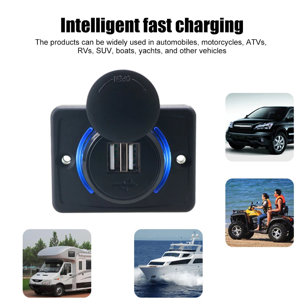 12V/24V Power Adapter Dual USB Car Charger Car Cigarette Lighter Socket For Marine Motorcycle Boat RV Modification Charger Cover
12V/24V Power Adapter Dual USB Car Charger Car Cigarette Lighter Socket For Marine Motorcycle Boat RV Modification Charger Cover