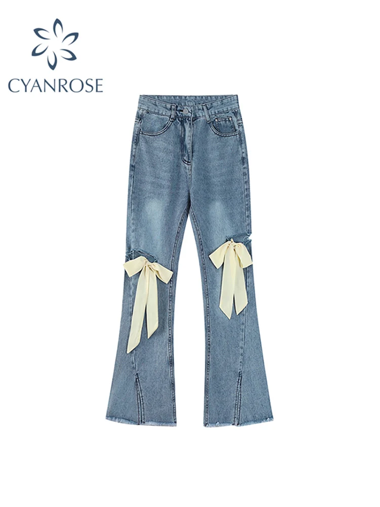 Flare Jeans Pants Women Vintage Bow Ripped Hollow Out Ladies High Waist Harajuku Fashion Stretch Pocket Wide Leg Denim Trousers
Flare Jeans Pants Women Vintage Bow Ripped Hollow Out Ladies High Waist Harajuku Fashion Stretch Pocket Wide Leg Denim Trousers