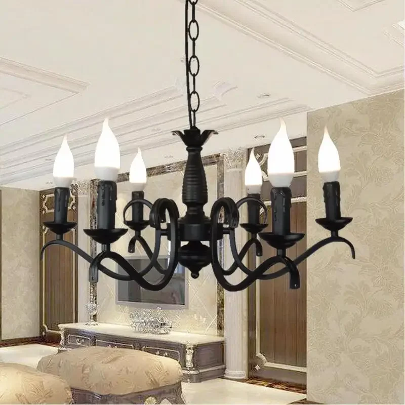 

Fashion new black led Chandeliers led lamps high quality iron Chandelier living room E14 led lustre light Chandeliers Z50