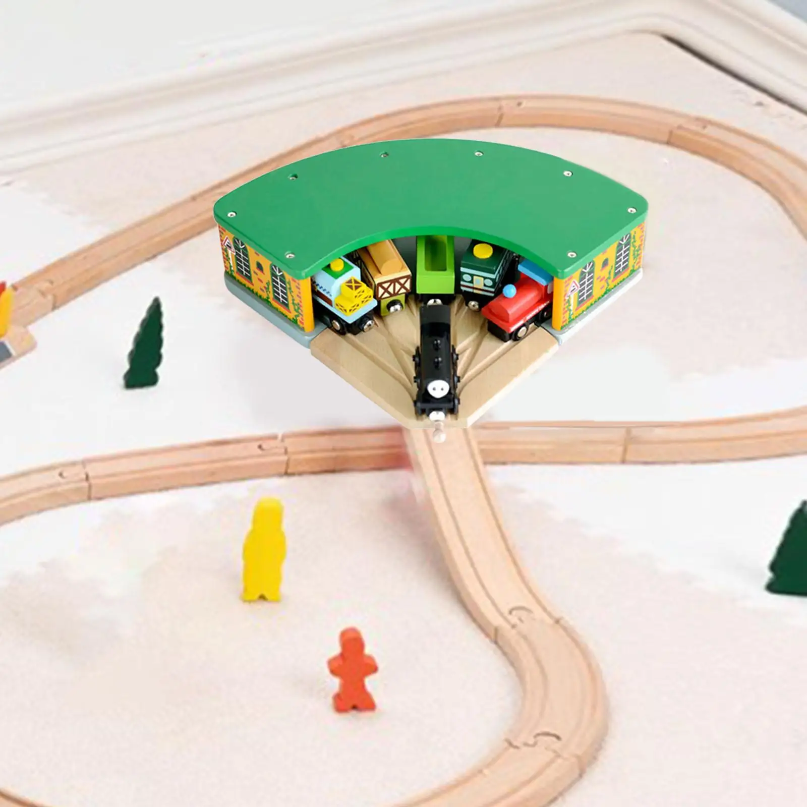 Wooden Train Round House Wood Train Toy Multicolor Wood Train Shed with 5 Way Switch Tracks for Child Kids Fine Motor Skills
Wooden Train Round House Wood Train Toy Multicolor Wood Train Shed with 5 Way Switch Tracks for Child Kids Fine Motor Skills