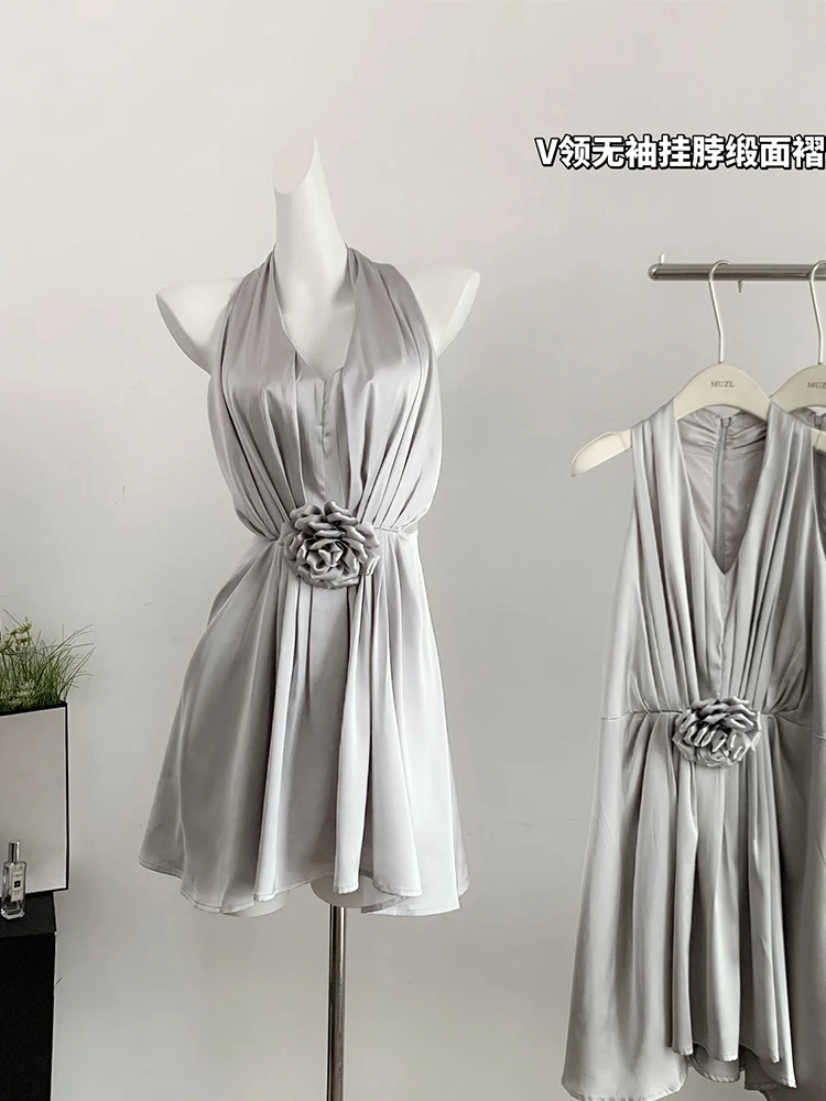 Summer Old Money Vintage Gyaru Prom Gown Sleeveless Satin Dress Women 2000s Evening Frocks One-Piece Party French Luxury Party
Summer Old Money Vintage Gyaru Prom Gown Sleeveless Satin Dress Women 2000s Evening Frocks One-Piece Party French Luxury Party