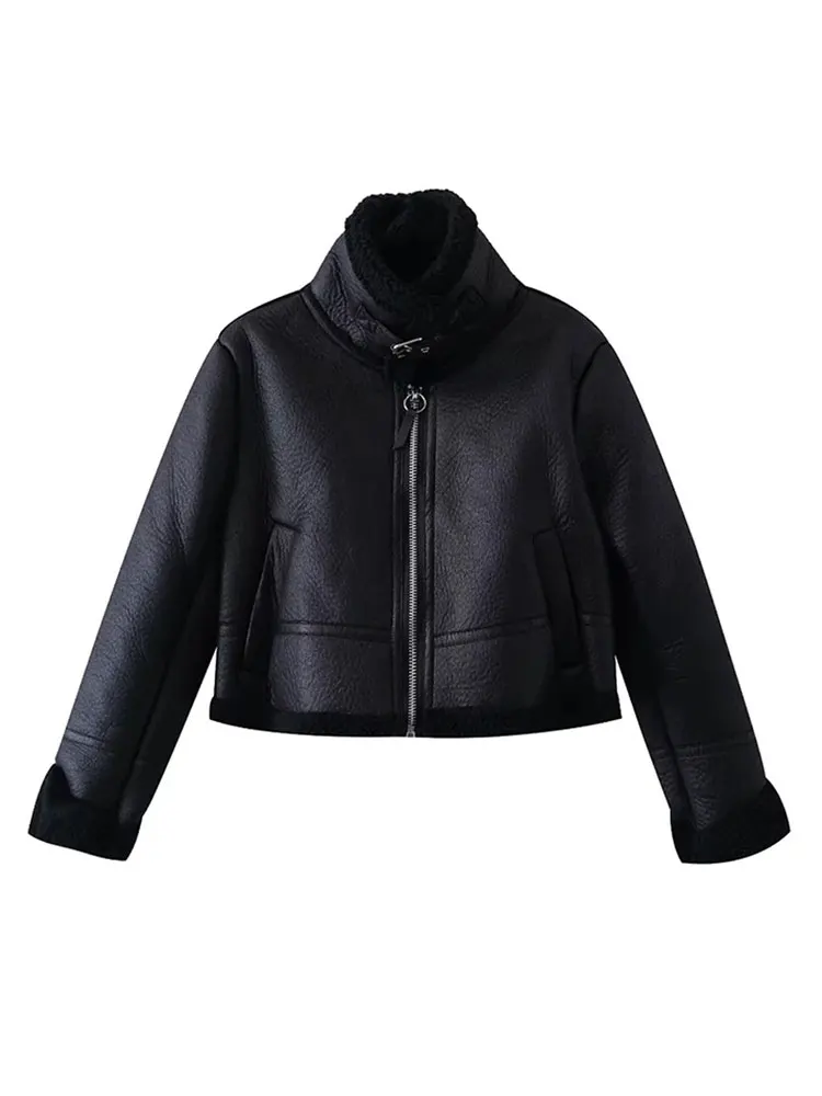 2023 Winter Thickening Pu Leather Short Jacket Women Fashion Stand-up Collar Zipper With Pocket Coat Ladies Warm Streetwear
2023 Winter Thickening Pu Leather Short Jacket Women Fashion Stand-up Collar Zipper With Pocket Coat Ladies Warm Streetwear
