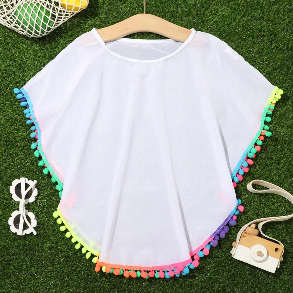 2022 Girl Rainbow Pom Pom Decor Swimsuit Bikini Set Cover Up O Neck Chiffon Beach Dress for Kids Teenagers Summer Swim Beachwear
2022 Girl Rainbow Pom Pom Decor Swimsuit Bikini Set Cover Up O Neck Chiffon Beach Dress for Kids Teenagers Summer Swim Beachwear