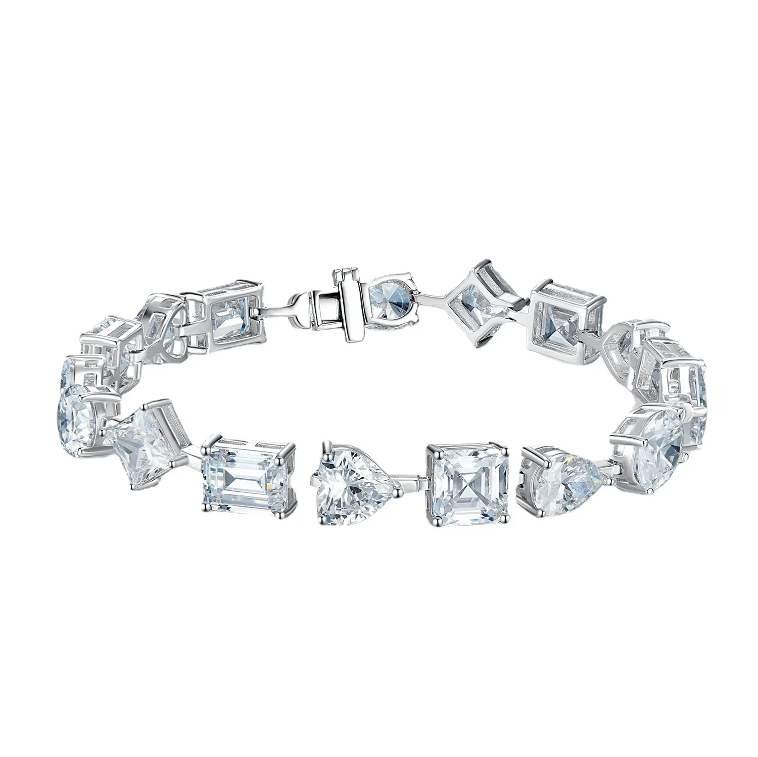 

2023 New S925 Sterling Silver Bracelet Full Diamond Shaped Bracelet Fashionable and Elegant Ins Mingyuan Style
