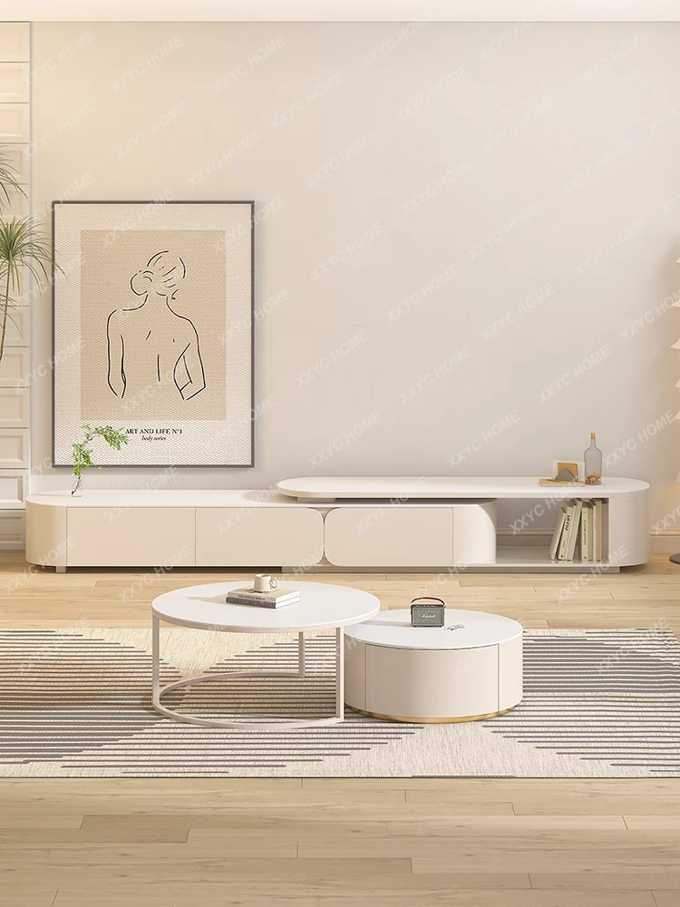 Floor TV Cabinet Modern Minimalist Living Room Retractable Stone Plate TV Cabinet and Tea Table Combination 
Floor TV Cabinet Modern Minimalist Living Room Retractable Stone Plate TV Cabinet and Tea Table Combination