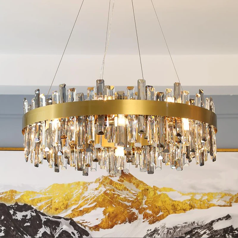 Modern Luxury Crystal Chandelier Living Room Lamp Atmospheric Smoke Gray Crystal Dining Room Round Bedroom Lamp
Modern Luxury Crystal Chandelier Living Room Lamp Atmospheric Smoke Gray Crystal Dining Room Round Bedroom Lamp