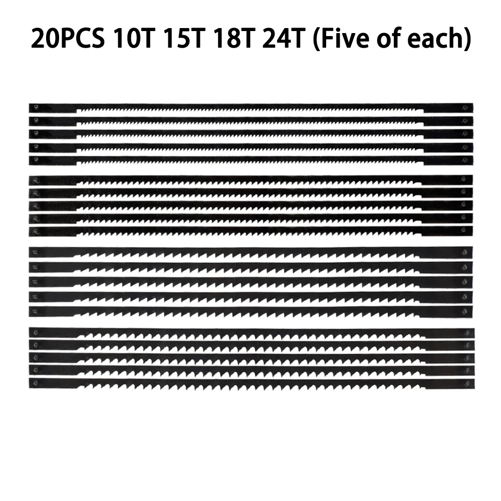 20pcs Woodworking Saw Blades Carbon Steel 133mm 10T 15T 18T 24T Scroll Blade Cutting Tools For Wood Soft Metal Plastic Black
20pcs Woodworking Saw Blades Carbon Steel 133mm 10T 15T 18T 24T Scroll Blade Cutting Tools For Wood Soft Metal Plastic Black