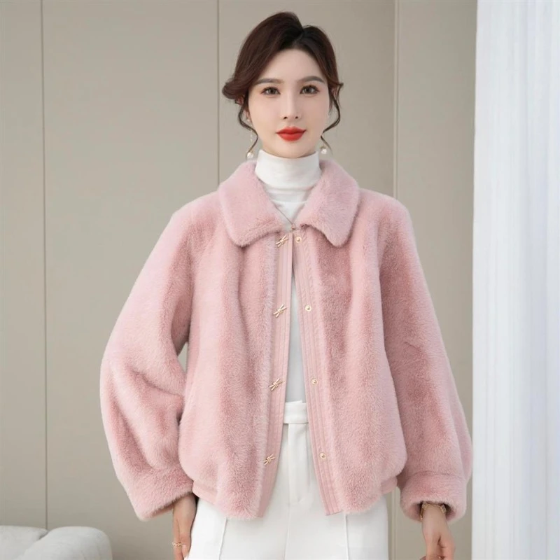 Middle-Aged Women Temperament Mink Fur Coat Winter New Female Fashion Short Pure Color Faux Fur Outcoat Casual Warm Outerwear
Middle-Aged Women Temperament Mink Fur Coat Winter New Female Fashion Short Pure Color Faux Fur Outcoat Casual Warm Outerwear