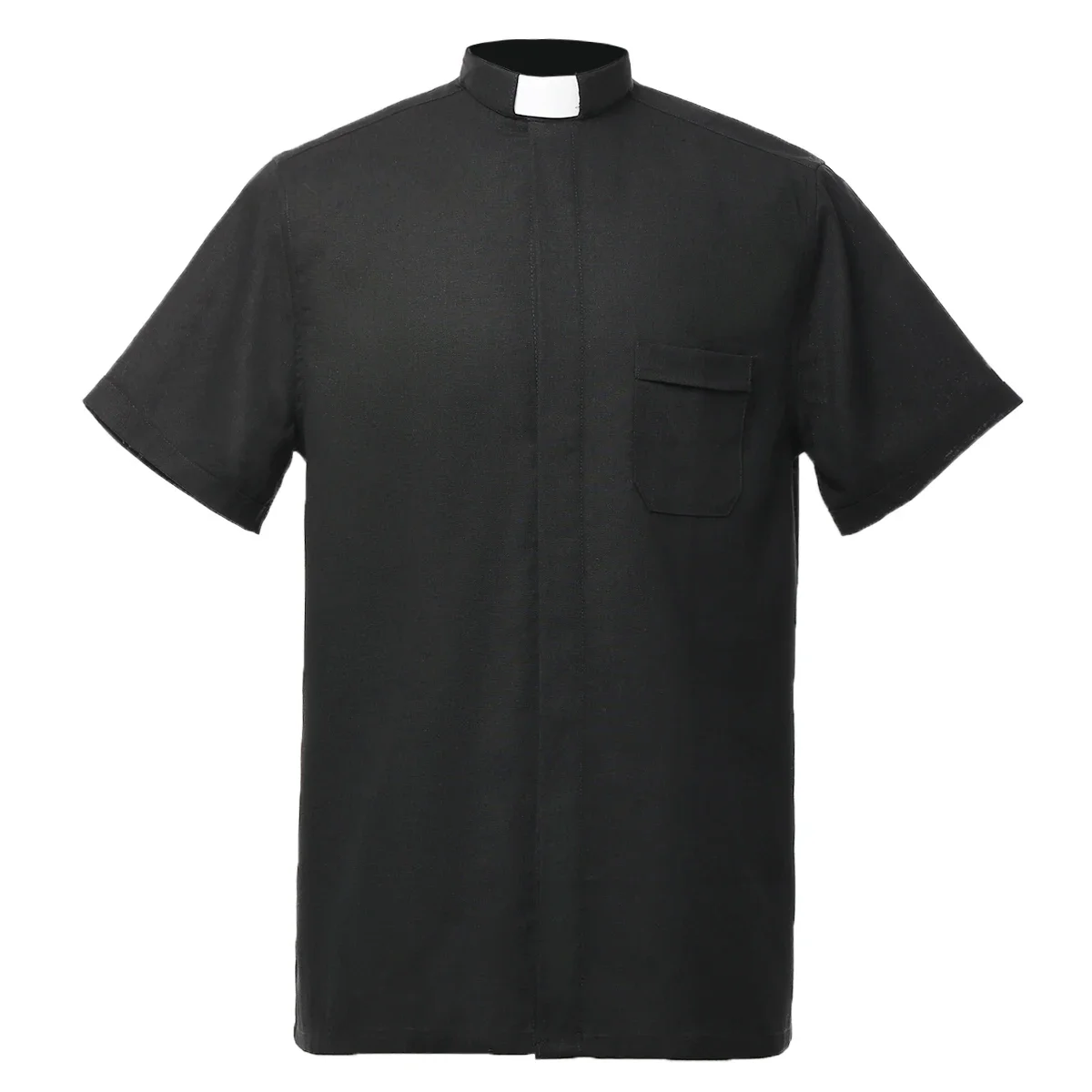 

Black Priest Shirt Catholic Church Adult Clergy Pastor Shirts Tops Tab Collar Choir Blouse