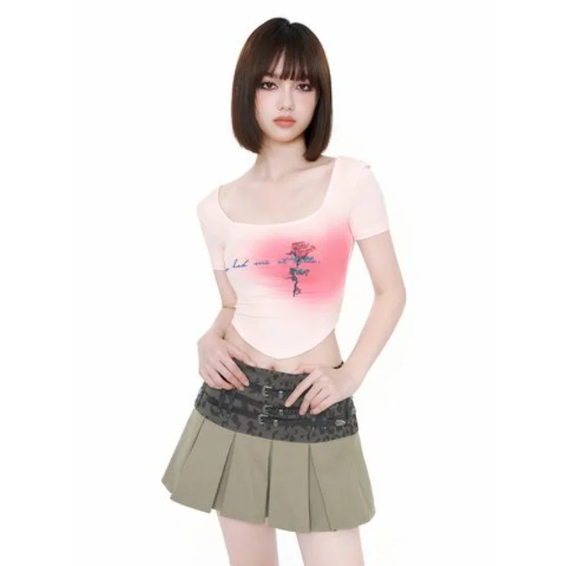 Модные необычные футболки с графическим принтом розы Y2k, эстетичная Сексуальная облегающая футболка, короткий топ с коротким рукавом, винтажная одежда 
Модные необычные футболки с графическим принтом розы Y2k, эстетичная Сексуальная облегающая футболка, короткий топ с коротким рукавом, винтажная одежда