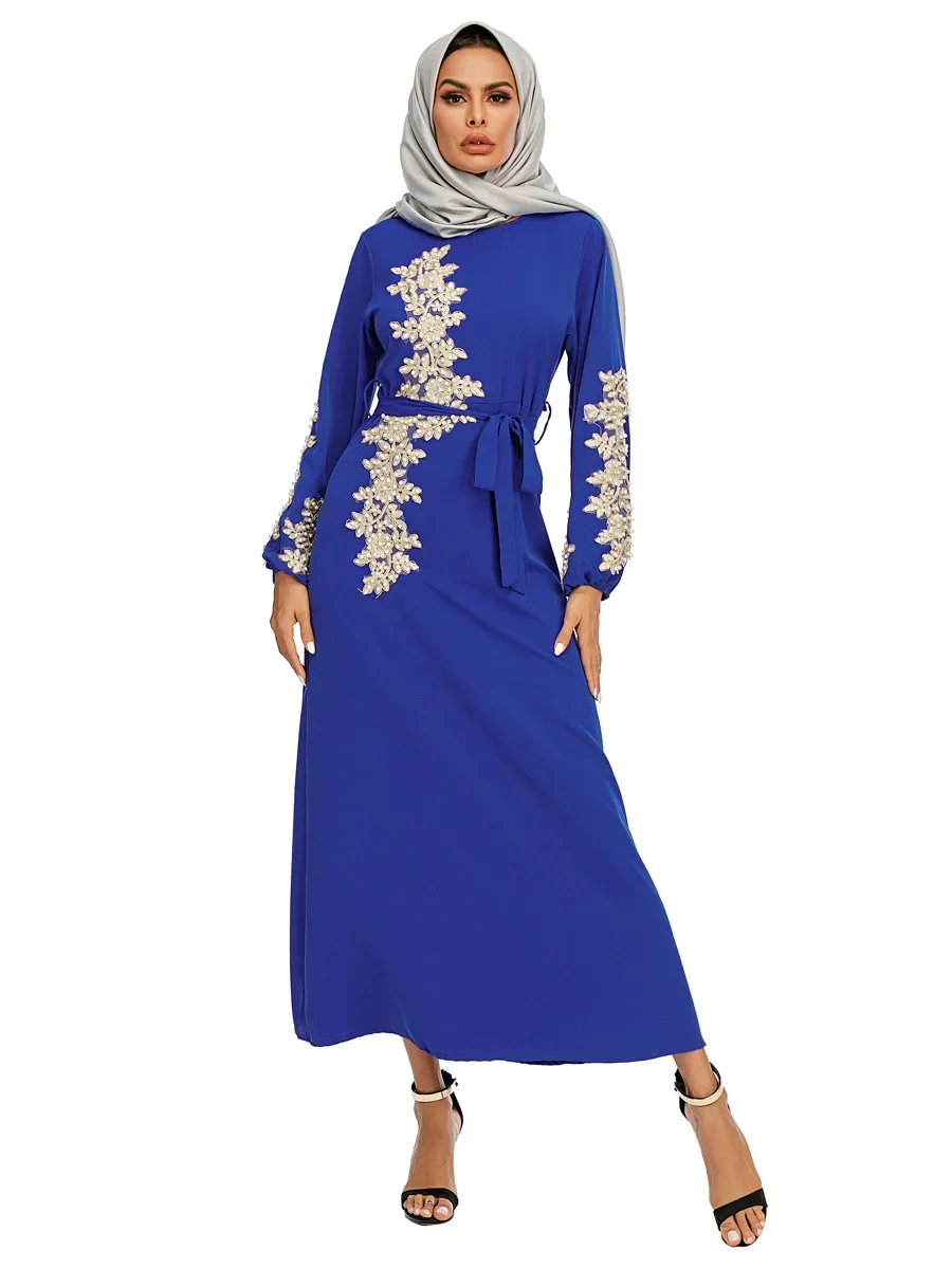 Autumn New 2 Pcs Muslim Sets Embroidery Abaya Dubai Turkey Muslim Dress+ Scarf Kaftan Islamic Dress Women Robe Suit 4 S86f25585c1e34c5f85347d906f75a874K