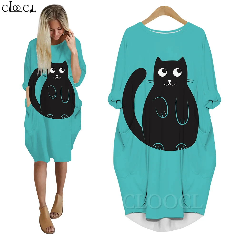 CLOOCL Kawaii Dress O-Neck Vestido Long Sleeves Gown Pocket Dresses Can I Cuddle with You Black Cat Printing Dresses for Women
CLOOCL Kawaii Dress O-Neck Vestido Long Sleeves Gown Pocket Dresses Can I Cuddle with You Black Cat Printing Dresses for Women