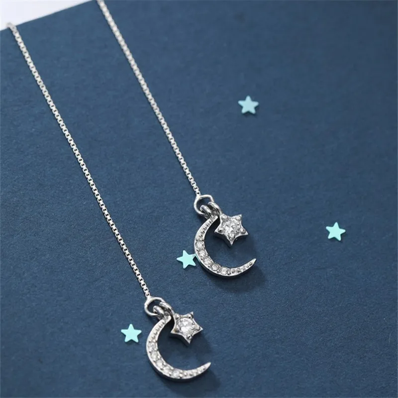 925 Silver Needle Tassel Long Chain Zircon Star Moon Piercings Drop Earrings Women Girls Party Gift Jewelry eh2103
925 Silver Needle Tassel Long Chain Zircon Star Moon Piercings Drop Earrings Women Girls Party Gift Jewelry eh2103
