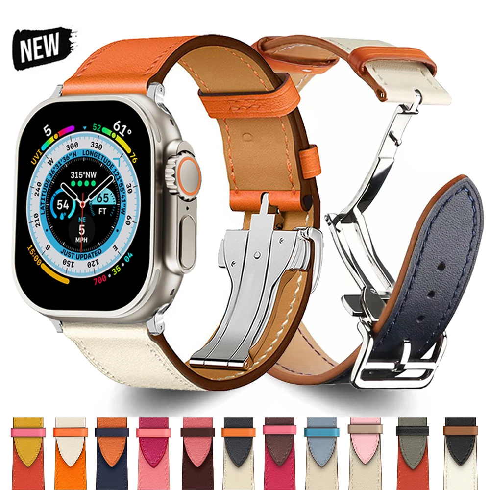 Genuine Leather Band For Apple Watch Ultra 2 49mm Series 9 8 7 45mm 41mm Strap For iWatch 6 5 4 se 44mm 42mm 40mm 38mm Bracelet
Genuine Leather Band For Apple Watch Ultra 2 49mm Series 9 8 7 45mm 41mm Strap For iWatch 6 5 4 se 44mm 42mm 40mm 38mm Bracelet