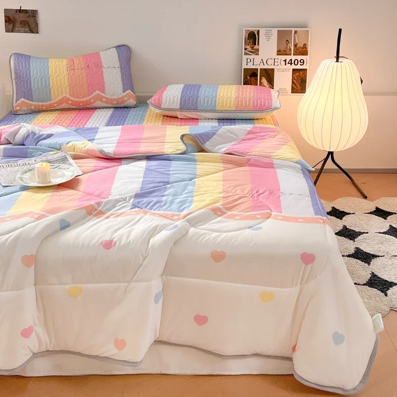 

3 Piece Reversible Quilt Set Soft Microfiber Lightweight Bedspread Summer Comforter Set Bed Cover Blanket for All Season