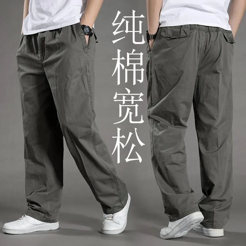 

2024 New in Spring Summer Men's Casual Pants Straight Leg Light Work Pants Men Cotton Loose Trouser Male Large Size Big Plus 6XL