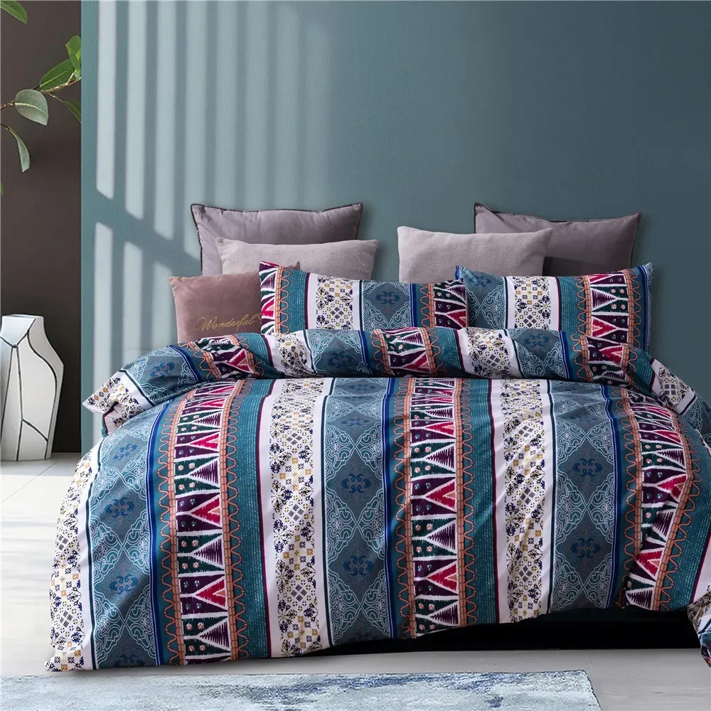 

New Bohemian Duvet Cover Queen Size Mandala Bedclothes Comforter Cover King Cover Textile +2PC Pillow Microfiber Quilt Home Case