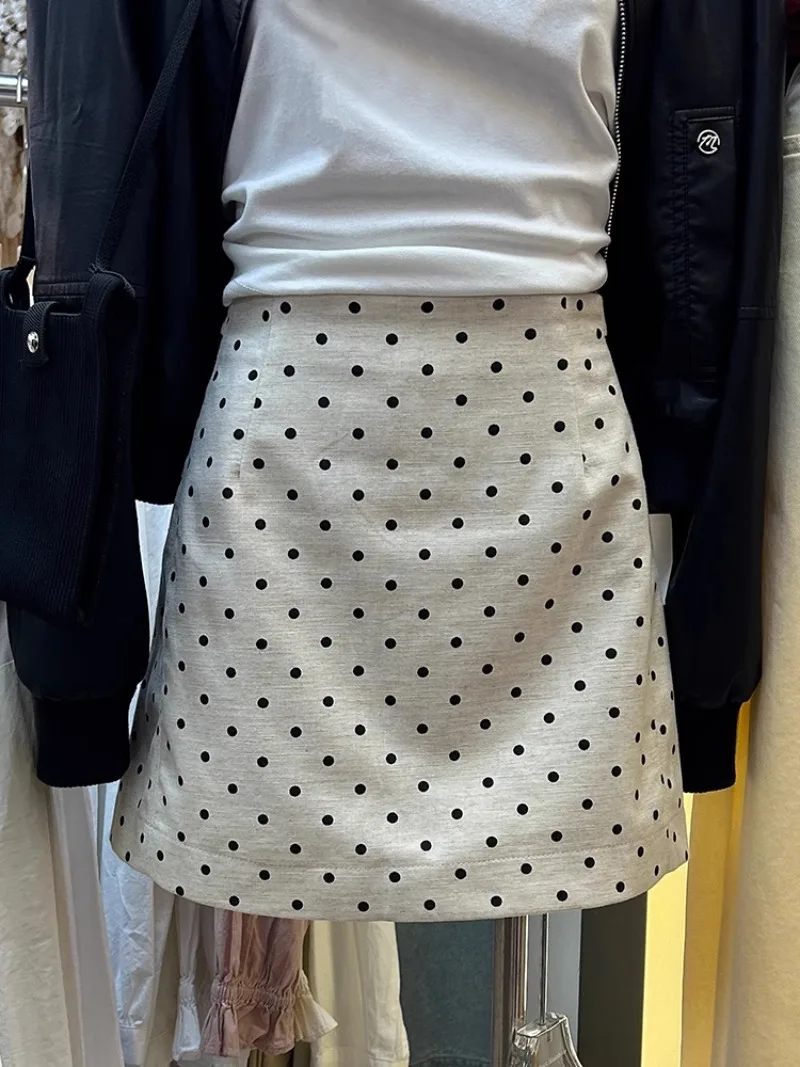 

Korean Fashion New Retro Polka Dot Half Skirt 2024 Women's Summer High Waisted Buttocks Wrapped A-line Suit Short Skirts