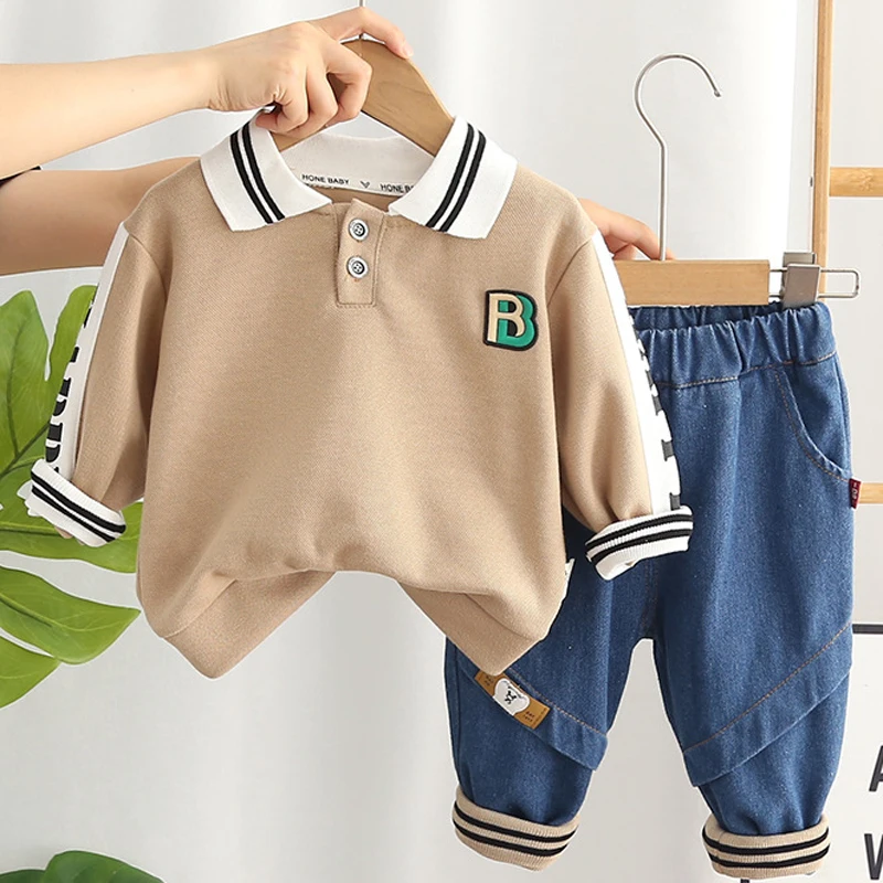 1 2 3 4 5 Years Baby Boys Clothing Set 2024 Spring Autumn Patchwork Letter Print Long Sleeve Polo Shirt+Jeans 2Pcs Casual Outfit
1 2 3 4 5 Years Baby Boys Clothing Set 2024 Spring Autumn Patchwork Letter Print Long Sleeve Polo Shirt+Jeans 2Pcs Casual Outfit