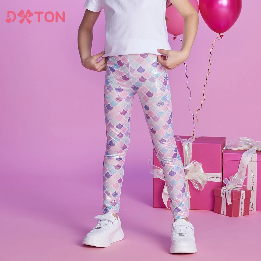 

DXTON Children Leggings For Girls Skinny Pants Mermaid Printed Polyester Clothing Four Season Regular Toddler Casual Trousers