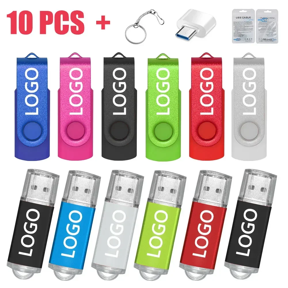 

10Pcs/lot USB 2.0 Flash Drive 64GB 128GB Pen Drive 16GB Pendrive 32GB Disk On Key USB Stick 1GB 2GB 4GB 8GB Memory Flash Disk