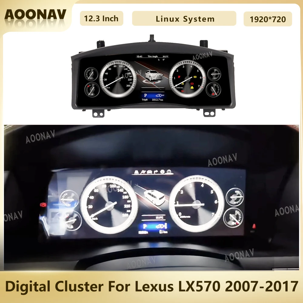 

Digital Dashboard For Lexus LX570 2007 2008 2009 2010 2011-2017 Virtual Cockpit Speedometer Instrument Cluster LCD Screen