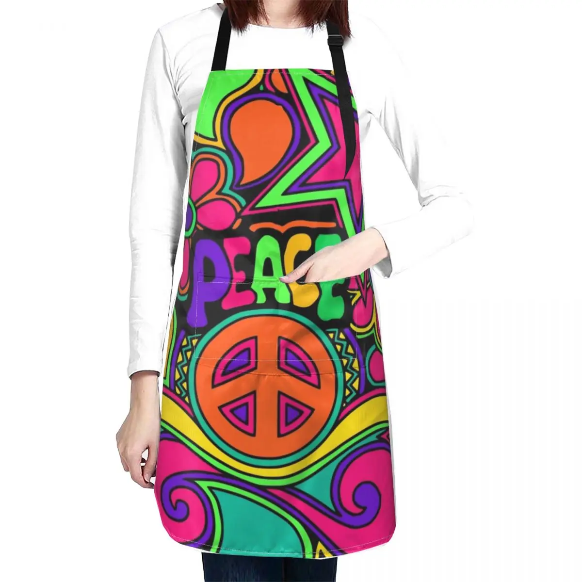 

Pretty Pink n Colorful Hippy Trippy Design Apron Woman Kitchen Apron Men's Kitchen Apron