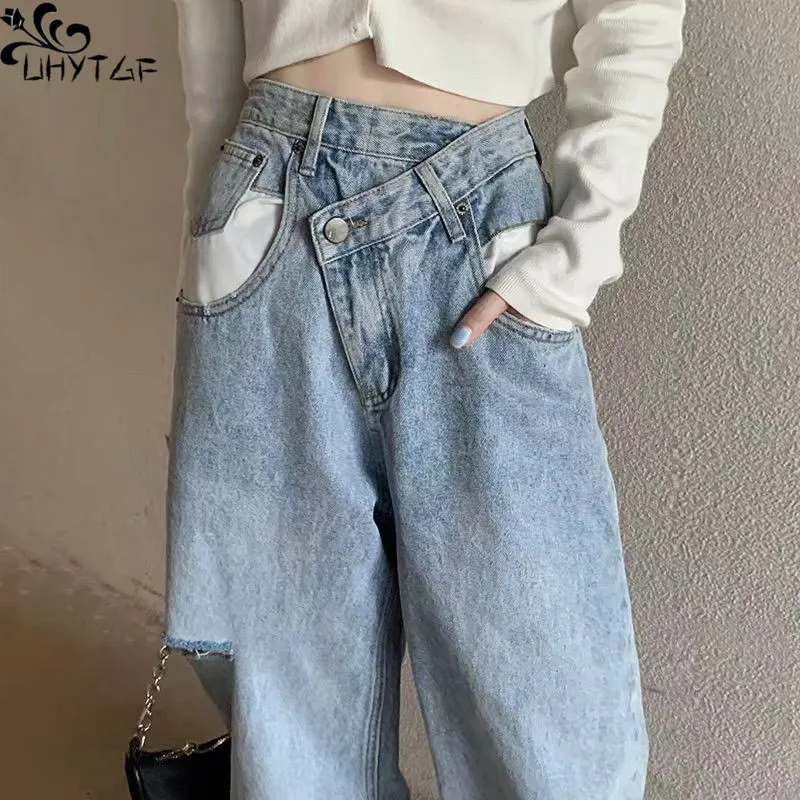 UHYTGF Jeans Women's Autumn Vintage Asymmetrical Waist Hole Straight Loose Denim Pants Casual Wide Leg Streetwear Mom Jeans Thin
UHYTGF Jeans Women's Autumn Vintage Asymmetrical Waist Hole Straight Loose Denim Pants Casual Wide Leg Streetwear Mom Jeans Thin