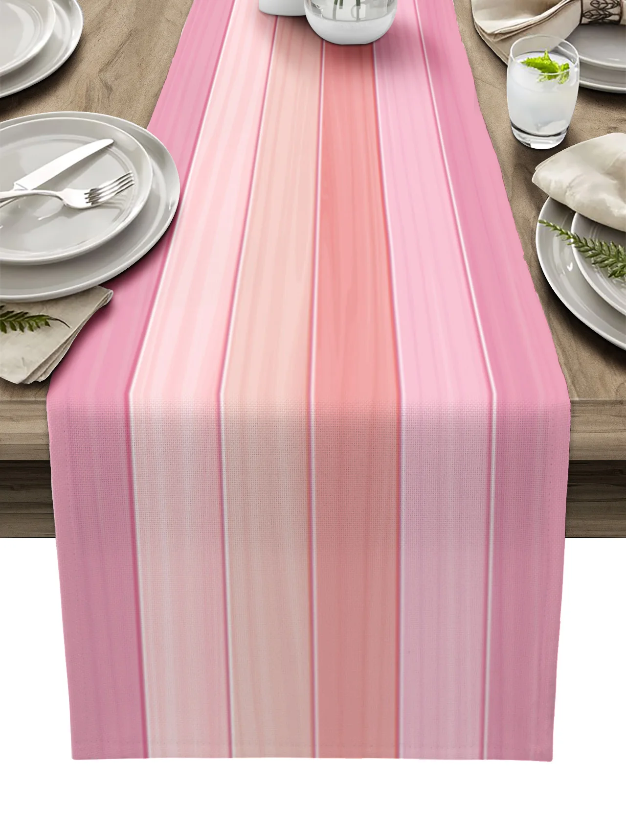 

Wood Grain Candy Pink Linen Table Runners Kitchen Table Decoration Accessories Dining Table Runner Wedding Party Supplies