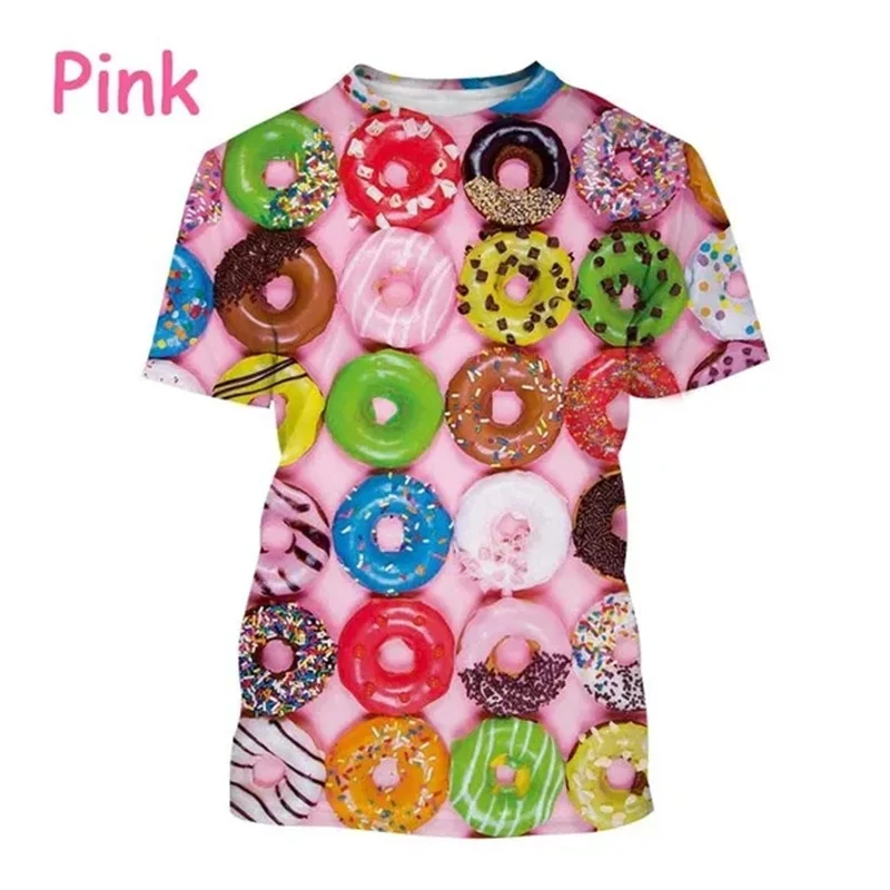 

Лидер продаж, футболка с 3D-принтом пончика, мужские и женские футболки с графическим принтом торта, модная футболка в стиле Харадзюку Y2k, уличные футболки с коротким рукавом, топы