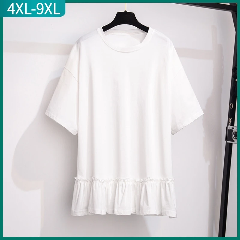 New 2023 Summer Plus Size Tops For Women Large Size Short Sleeve Loose Ruffle Cotton White T-shirt 4XL 5XL 6XL 7XL 8XL 9XL
New 2023 Summer Plus Size Tops For Women Large Size Short Sleeve Loose Ruffle Cotton White T-shirt 4XL 5XL 6XL 7XL 8XL 9XL
