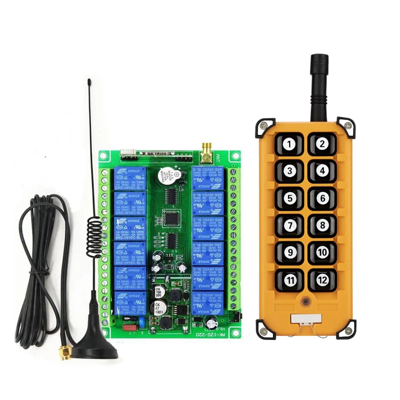 

universal DC 12V 24V 36V 48V 10A 12CH Remote Control Switches Receiver Transmitters 433mhz/315mhz crane power switch